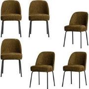 WOOOD Vogue Eetkamerstoelen - Velvet - Brass - Set van 6