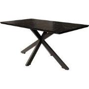 Meubella - Eetkamertafel Wabe - Zwart marmerlook - 160 cm