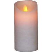 Batterijverlichting kaars wax rustiek met bewegende vlam 15 cm