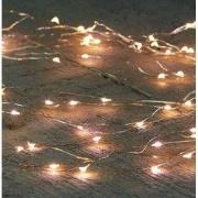 LED cascade zilverdraad 100l/10x1 m warm wit CONNECT