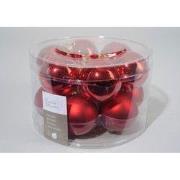 4 stuks - 12 kerstballen kerstrood glans-mat 50 mm