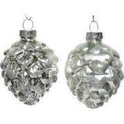 Denappel glas d5h7 cm zilver 6st