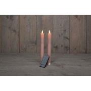 2PCS ROZE RUSTIEK WAX DINER KAARS 23CM BEW. VLAM MET AFSTANDS BEDIENIN...