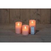 3ST KAARS ROZE WAX RUSTIEK BEWEGENDE VLAM 7,5X10/12,5/15CM AFSTANDSBED...