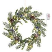 Wreath led green 15L TIPS 84 battery operated - h7xd42cm