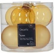 Kerstbal glas d6 cm licht goud 6st kerst