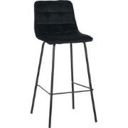 LABEL51 Barkruk Bistro - Zwart - Fluweel - Hoog