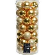 Kerstbal glas d6 cm parel/goud 49st kerst