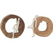 J-Line - Figuur Rustend Hout Metaal Naturel/wit Assortiment Van 2 - 23...