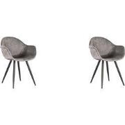 LABEL51 Eetkamerstoel Forli - Grijs - Fluweel - set van 2