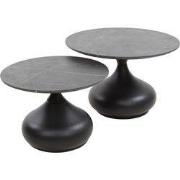 Salontafel Zwart Hout/Metaal - Set Van 2 - 60x60x40cm