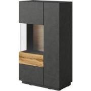 Meubella - Vitrinekast Sublime - Grijs - Eiken - 80 cm - Laag