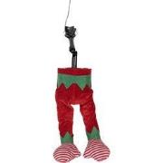 Clayre & Eef Kerstdecoratie Beeld Elf 15x10x39 cm / 3xAA Rood Kunststo...