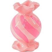 Candle Holder- Round Toffee Candy - Ceramic-Pink/ Neon -8,5x8,5x13 cm