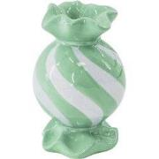 Candle Holder- Round Toffee Candy - Ceramic-Mint/ Lilac- 8,5x8,5x13 cm