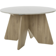 Uitschuifbare ronde tafel wit- en eikendecor - GALEO