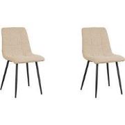 LABEL51 Eetkamerstoel Juul 54x45x89 cm - Zand - Stof - set van 2