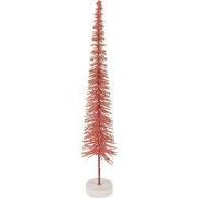 Clayre & Eef Kerstdecoratie Beeld Kerstboom Ø 8x40 cm Roze Hout