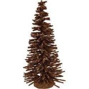 Clayre & Eef Kerstdecoratie Beeld Kerstboom Ø 14x25 cm Bruin Hout