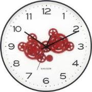 Karlsson - Wandklok Open Gear - Black & bright red- Ø40cm