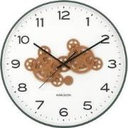 Karlsson - Wandklok Open Gear - Jungle green & ochre yellow- Ø40cm