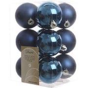 5 stuks - Kerstbal plastic glans-mat diameter 6cm nacht blauw