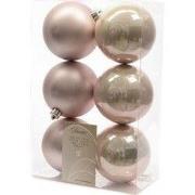 4 stuks - 6 kerstballen poeder roze 80 mm