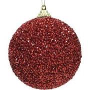 Kerstbal foam glitter kraal d8 cm rd