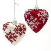 Ornament rood wit glas h25 cm