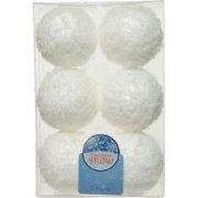 Snwbal foam d6cm wit glitter 6st