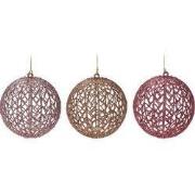 Xmas Ball With Glitter 9 cm 3As