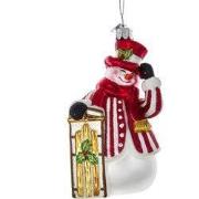 Orn.glas sneeuwpop+slee l12cm