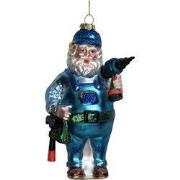 Ornament kerstbal Bouwvakker Glas Blauw 14 cm