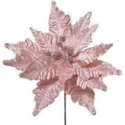 Poinsettia pesfluweel d30h15 cm zilver