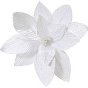 Poinsettia pesfluweel d30h15 cm wit