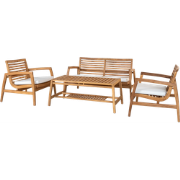 Tristan houten tuin loungeset naturel 4delig - tweezits bank, fauteuil...