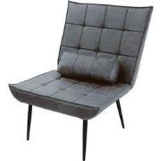 Loungestoel antraciet Gestoffeerde fauteuil met lendenkussen Relaxfaut...