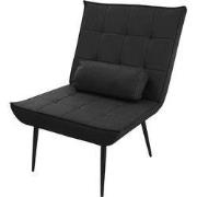 Fauteuil Mid Century Modern Zwart Gestoffeerde fauteuil met lendenkuss...