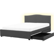 MONTPELLIER  - Bed opbergruimte LED - Grijs - 160 x 200 cm - Polyester