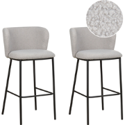 MINA - Barkrukken set van 2 - Lichtgrijs - Bouclé