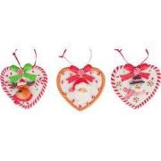 3.875 inch H Clay Dough Heart W/ Santa/ Snowman/ Reindeer Orna X 5x5x1...