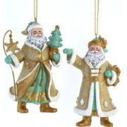 Resin santa goud aqua 2A 10 cm ornament