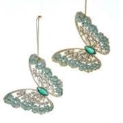 Plastic aqua/gouden gulp 2A 9 cm ornament