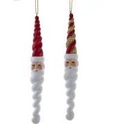 Resin rood/goud santa icicle 2A 16 cm ornament