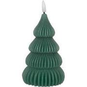 Clayre & Eef LED Kaars Kerstboom Ø 8x17 cm Groen Wax