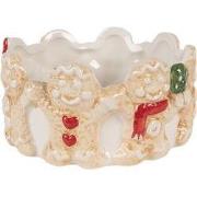 Clayre & Eef Kom Ø 14x7 cm Bruin Beige Keramiek Gingerbread man