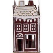 Clayre & Eef Waxinelichthouder Huis 12x12x22 cm Rood Metaal