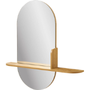 Febe ovale wandspiegel met houten plankje - 95 x 92 cm
