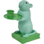 Candle holder - Mouse - Polyresin - Mint/Green - 8x10x17cm