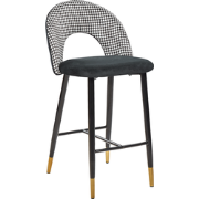 FALTON - Barkruk - Zwart/Wit - Fluweel